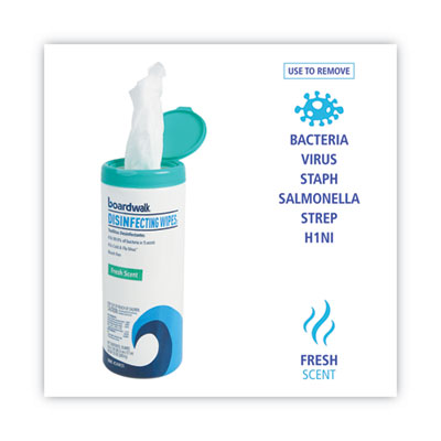 Quat-Based Disinfecting Wipes, 7 x 8, Fresh Scent, 35/Canister, 12 Canisters/Carton