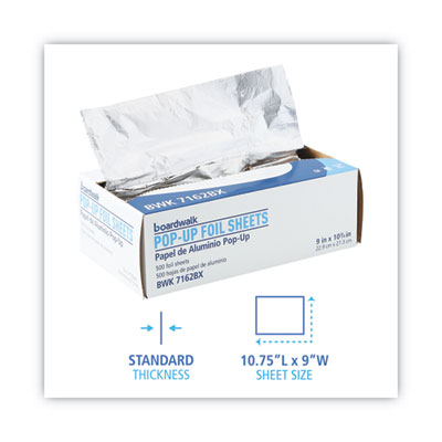 Standard Aluminum Foil Pop-Up Sheets, 63 Gauge, 9 x 10.75, 500/Box, 6 Boxes/Carton