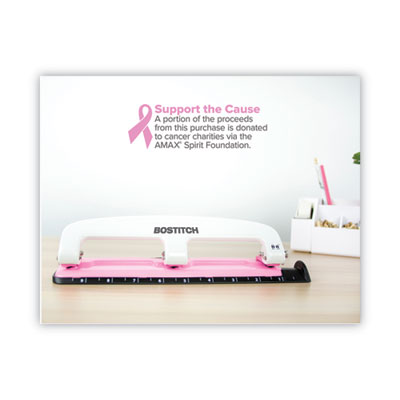 12-Sheet EZ Squeeze InCourage Three-Hole Punch, Breast Cancer Awareness, 9/32
