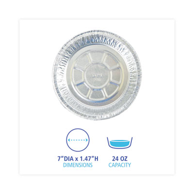 Round Aluminum To-Go Containers, 250 Gauge, 24 oz, 7