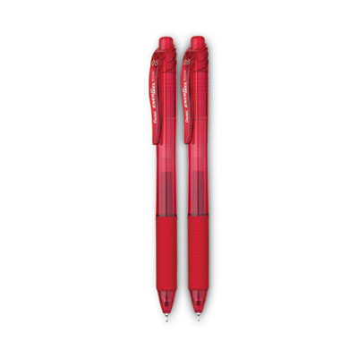 EnerGel-X Gel Pen, Retractable, Fine 0.5 mm, Red Ink, Translucent Red/Red Barrel, Dozen