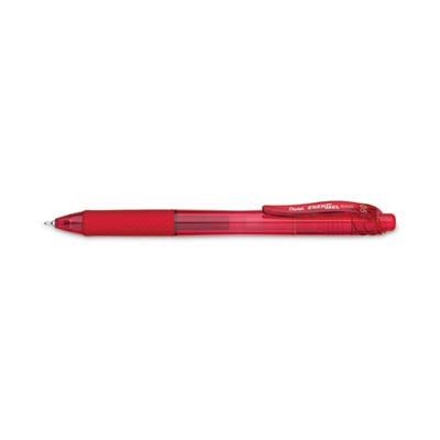 EnerGel-X Gel Pen, Retractable, Fine 0.5 mm, Red Ink, Translucent Red/Red Barrel, Dozen