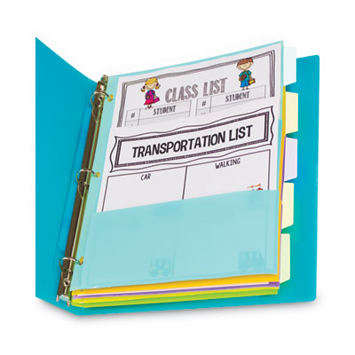 C-Line Index Dividers With Multi-Pockets, 5-Tab, 11.5 X 10, Assorted, 1 Set (CLI07650) CLI07650