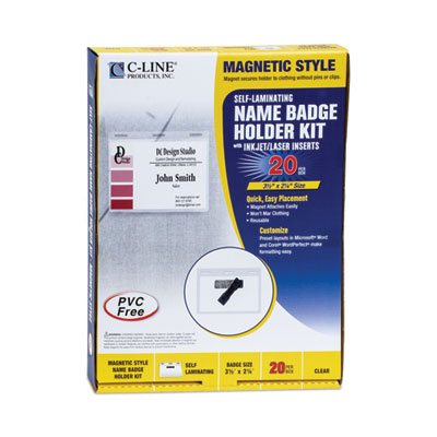 Self-Laminating Magnetic Style Name Badge Holder Kit, 2