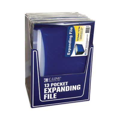 C-Line 13-Pocket Expanding File, 9.25" Expansion, 13 Sections, 1/6-Cut Tabs, Letter Size, Blue (CLI48235) CLI48235