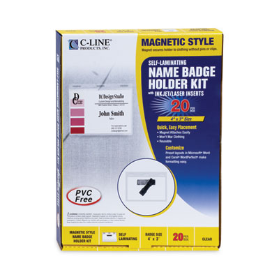 Self-Laminating Magnetic Style Name Badge Holder Kit, 3