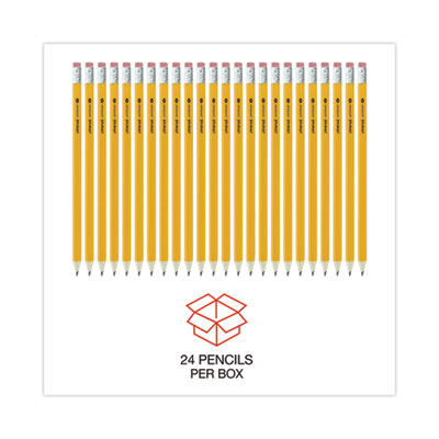 #2 Pre-Sharpened Woodcase Pencil, HB (#2), Black Lead, Yellow Barrel, 24/Pack