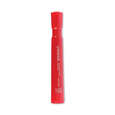 Chisel Tip Permanent Marker, Broad Chisel Tip, Red, Dozen UNV07052