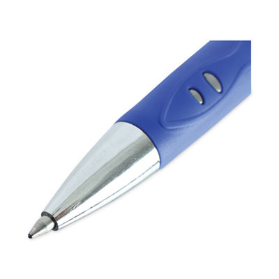 Comfort Grip Gel Pen, Retractable, Medium 0.7 mm, Blue Ink, Gray/Blue/Silver Barrel, Dozen