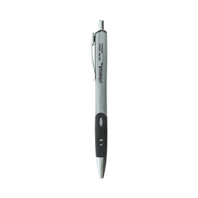 Comfort Grip Gel Pen, Retractable, Medium 0.7 mm, Black Ink, Silver Barrel, 36/Pack UNV39724