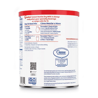 Instant Nonfat Dry Milk, Unsweetened, 22.75 oz Canister, 4/Carton