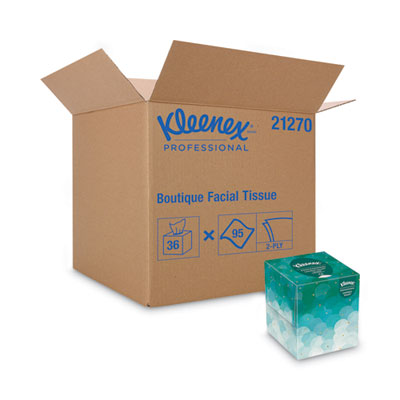 Boutique White Facial Tissue for Business, Pop-Up Box, 2-Ply, 95 Sheets/Box, 36 Boxes/Carton KCC21270CT