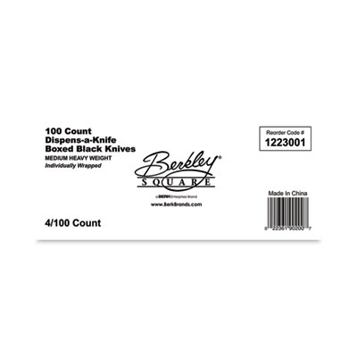 Dispens-a-Knife, Individually Wrapped, Mediumweight, Plastic, Black, 100/Box