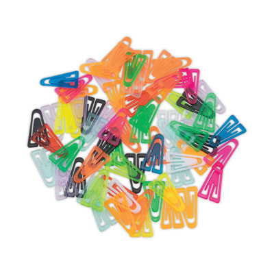 Plastic Paper Clips, Medium, Smooth, Assorted Colors, 500/Box