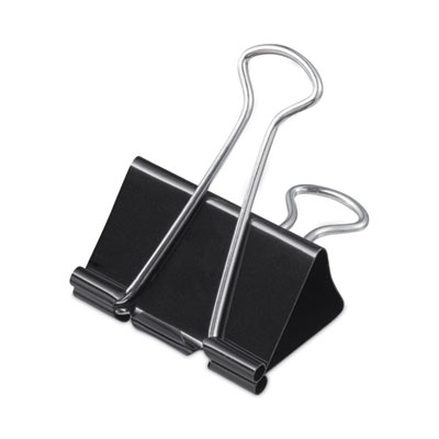 Large Binder Clips, Steel Wire, 1" Capacity, 2" Wide, Black/Silver, 36 Each UNV10220VP