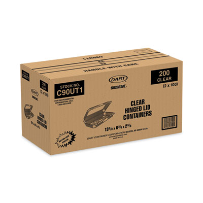Dart StayLock Clear Hinged Lid Containers, 50.2 oz, 6.8 x 13.4 x 2.6, Plastic, 200/Carton (DCCC90UT1) DCCC90UT1