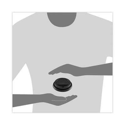 Solo Traveler Sip Through Lids for ThermoGuard Hot Cups, Fits 12 oz to 24 oz Hot Cups, Plastic, Black, 1,200/Carton