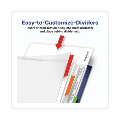 Avery Clear Easy View Plastic Dividers With Multicolored Tabs And Sheet Protector, 5-Tab, 11 X 8.5, Clear, 1 Set (AVE16740) AVE16740