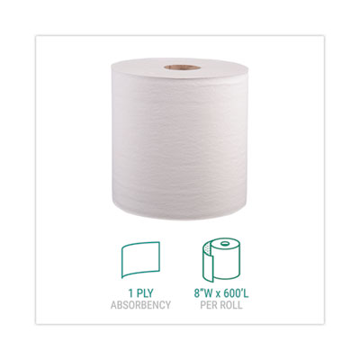 Windsoft Hardwound Roll Towels, 1-Ply, 8" x 800 ft, White, 6 Rolls/Carton (12906B) WIN12906B