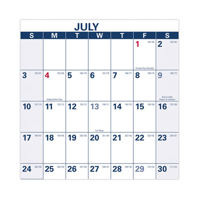 Academic Erasable Reversible Extra Large Wall Calendar, 48 x 32, White/Blue/Red, 12 Month (July to June): 2024 to 2025