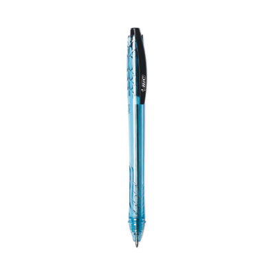 ReVolution Ocean Bound Ballpoint Pen, Retractable, Medium 1 mm, Black Ink, Translucent Blue Barrel, Dozen