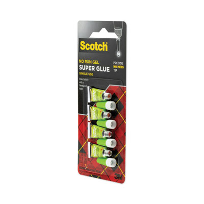 Single Use Super Glue No-Run Gel, 0.02 Oz, Dries Clear, 4/pack