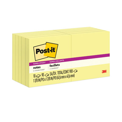 Pads in Canary Yellow, 1.88" x 1.88", 90 Sheets/Pad, 10 Pads/Pack MMM62210SSCY