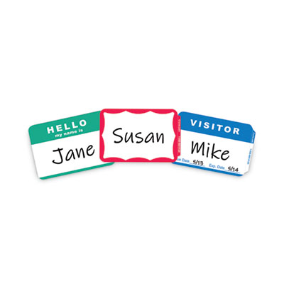 Self-Adhesive Name Badges, Hello My Name Is, Blue, 3.5 X 2.25, 100/bx