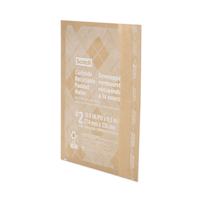 Curbside Recyclable Padded Mailer, #2, Bubble Cushion, Self-Adhesive Closure, 11.25 x 12, Natural Kraft, 100/Carton