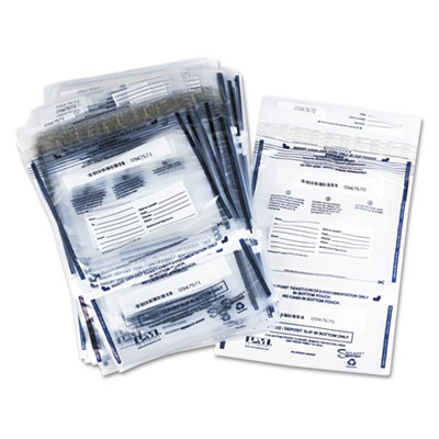 Clear Dual Deposit Bags, Tamper Evident, Plastic, 11 x 15, Clear, 100/Pack ICX94190071
