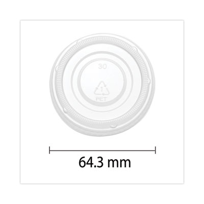 Portion Cup Lids, Fits 2 oz Portion Cups, Plastic, Clear, 2,500/Carton