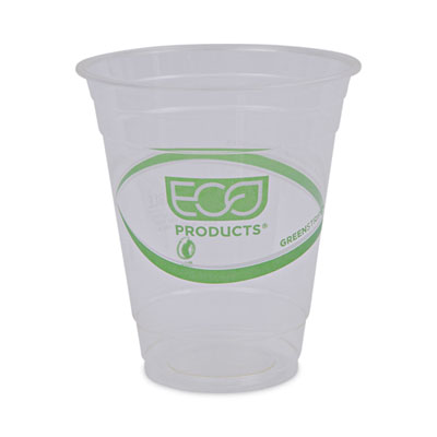 12 oz. Compostable PLA Cold Beverage Cup - Green Stripe (Clear