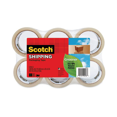 Scotch - Greener Commercial Grade Packaging Tape, 1.88 x 49.2 yd, 3 Core - 6/Pack