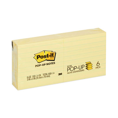 Post-it Super Sticky Dispenser Pop-up Notes, 4 in x 4 in Canary Yellow,  Lined, 5 Pads