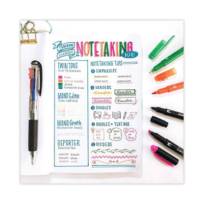 Creative Notetaking Kit, 0.7mm Ballpoint Pen, 0.5mm HB Pencil, (4) Bullet/Chisel Tip Markers,(3) Chisel/Fine Tip Highlighters