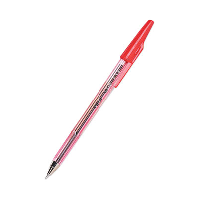 Better Ballpoint Pen, Stick, Fine 0.7 mm, Red Ink, Translucent Red Barrel, Dozen