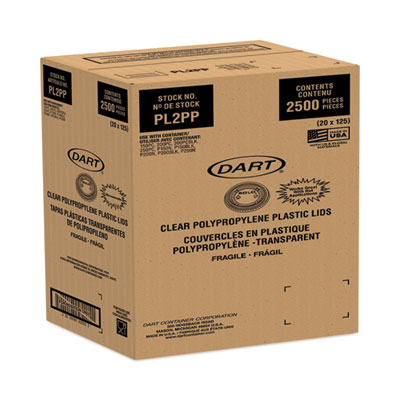 Dart Portion/Souffle Cup Lids, Fits 1.5 oz to 2.5 oz Portion Containers, Plastic, Clear, 125/Sleeve, 20 Sleeves/Carton (DCCPL2PP) DCCPL2PP