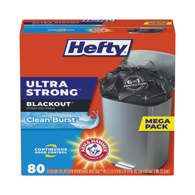 Hefty® Ultra Strong Tall Kitchen/Trash Bags, 13 gal, White, 0.9 mil,  40/Box, 6 Boxes/CT
