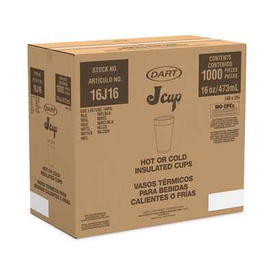 Horizon Hot/Cold Foam Drinking Cups, 16 oz, White/Cranberry, 25/Bag, 40 Bags/Carton