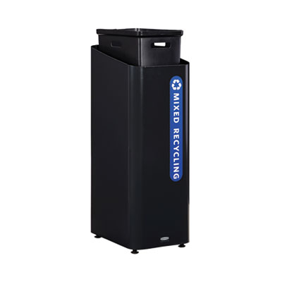 Recycling Container: 15 gal, Square, Black & Blue