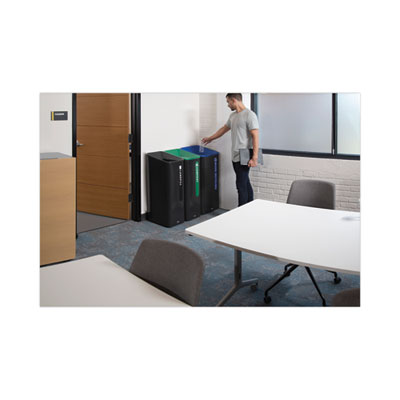 Recycling Container: 15 gal, Square, Black & Blue