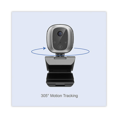 CyberTrack M1 HD Fixed Focus USB Webcam with AI Motion/Facial Tracking, 1920 pixels x 1080 pixels, 2.1 Mpixels, Black/Silver