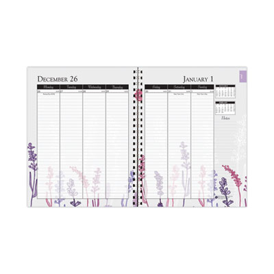 Recycled WildFlower Weekly/Monthly Planner, WildFlower Artwork, 11 x 8.5, Gray/White/Purple Cover, 12-Month (Jan-Dec): 2025