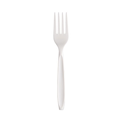 Reliance Mediumweight Cutlery, Fork, Plastic, White, 100/Box, 10 Boxes/Carton