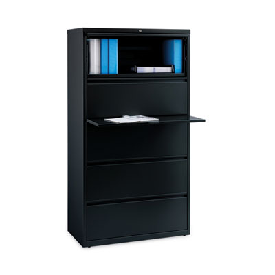 Lateral File Cabinet, 5 Letter/Legal/A4-Size File Drawers, Black, 36 x 18.62 x 67.62