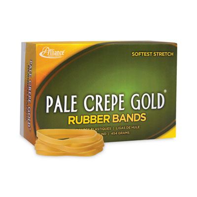 Alliance Pale Crepe Gold Rubber Bands, Size 64, 0.04" Gauge, Golden Crepe, 1 lb Box, 490/Box (ALL20645) ALL20645