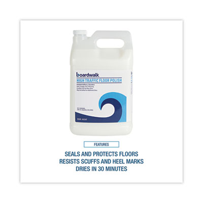 High Traffic Floor Polish, Apply 3 to 5 Coats per Application, Unscented, 1 gal Bottle, 4/Carton