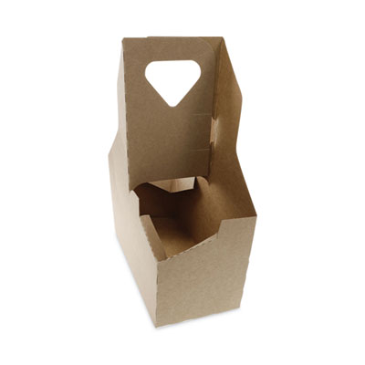 Paperboard Cup Carrier, Up to 44 oz, Two to Four Cups, Natural, 250/Carton PCTD24CPCRY44