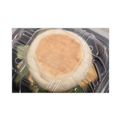 EarthChoice Vented Dual Color Microwavable Hinged Lid Container, 16 oz, 6 x 6 x 3, Black/Clear, Plastic, 321/Carton