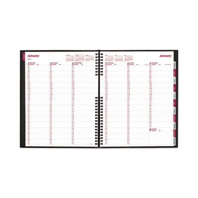 CoilPro Weekly Appointment Book in Columnar Format, 11 x 8.5, Black Lizard-Look Cover, 12-Month (Jan to Dec): 2025